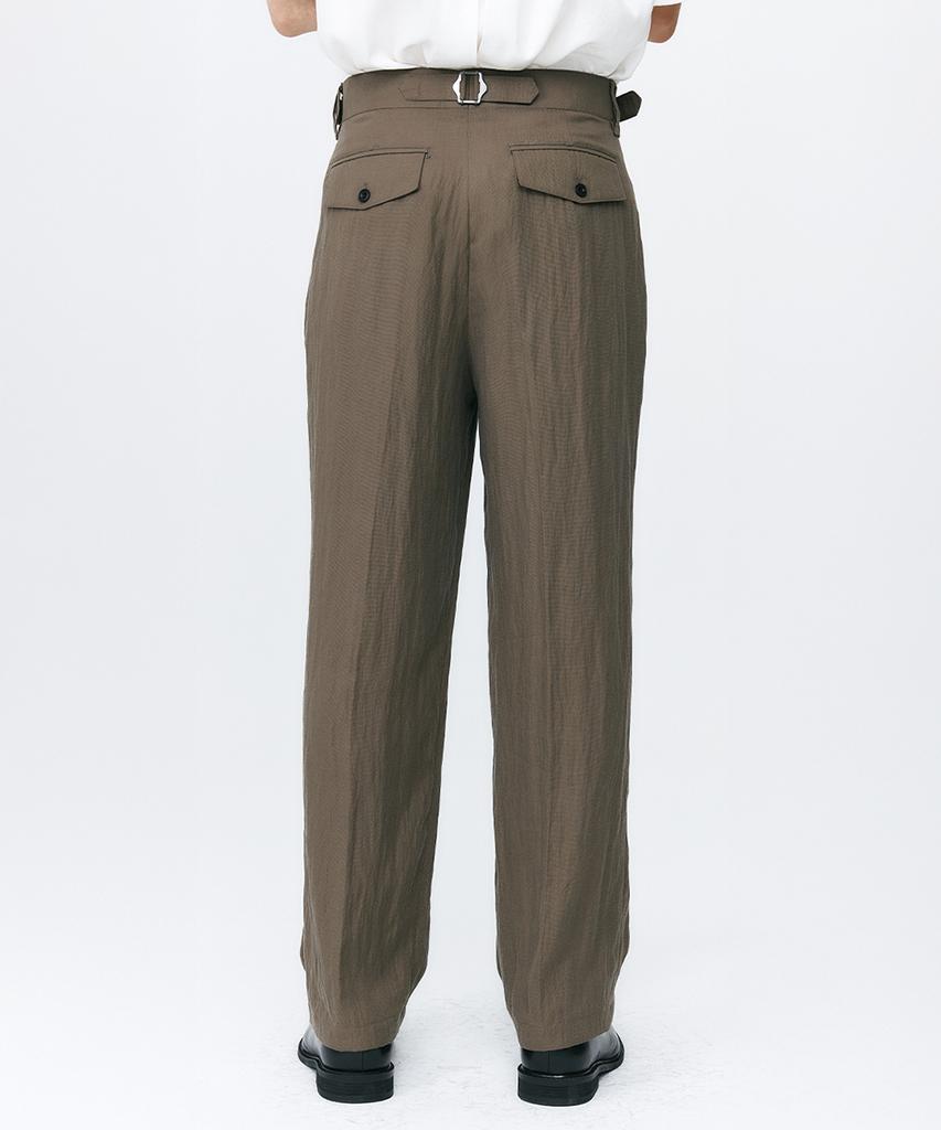 Sinkia Asymmetric Tuck Detail Gurkha Trousers Ash Olive