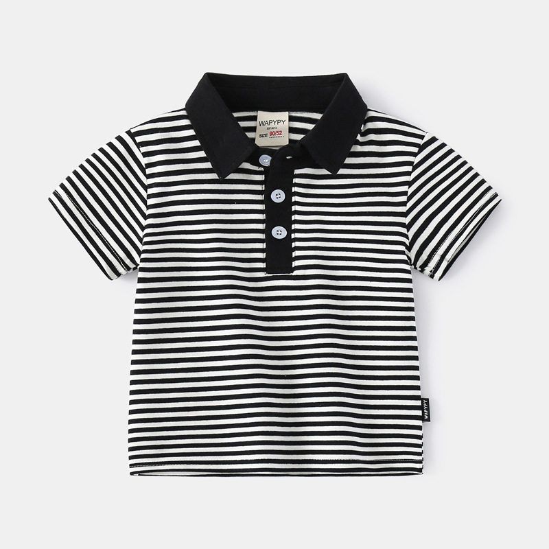 Boys' Stripes Short Sleeve T-shirt Clothes Children's Clothing Summer Children's Polo Shirt K-style Baby Boys' Lapel Half Sleeve Tops