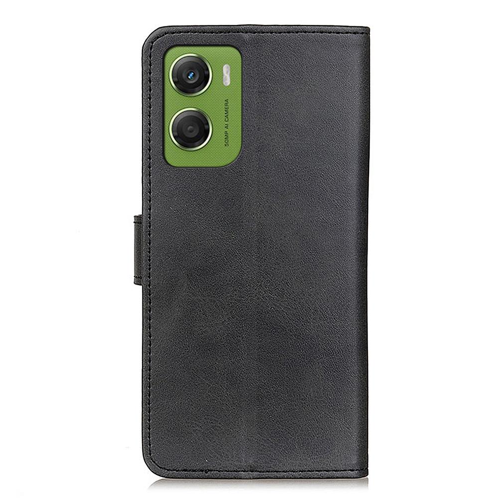 Etui Portfel ze Skóry o Fakturze Skóry Krowiej ze Stojakiem na Telefon Motorola Moto G06 4G