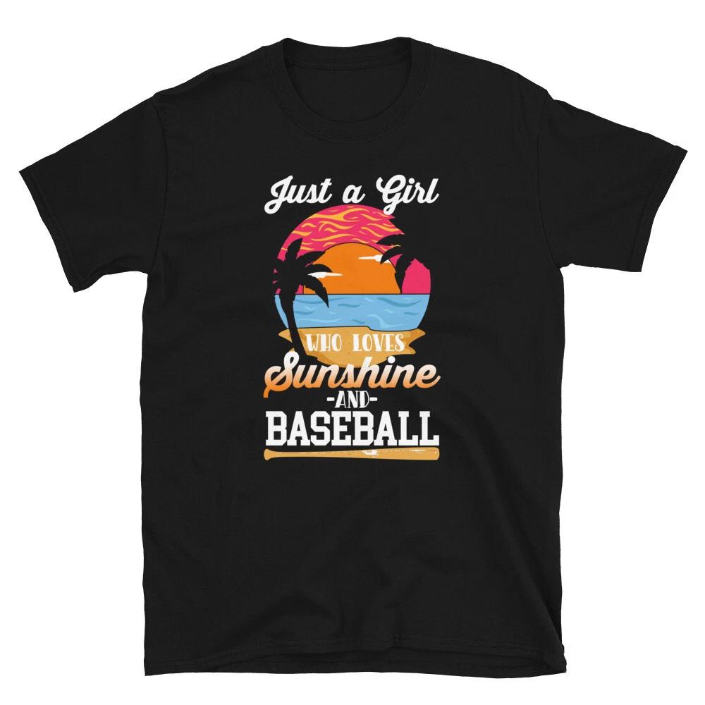 Just A Girl Who Loves Sunshine and Baseball Summer T-shirt XL