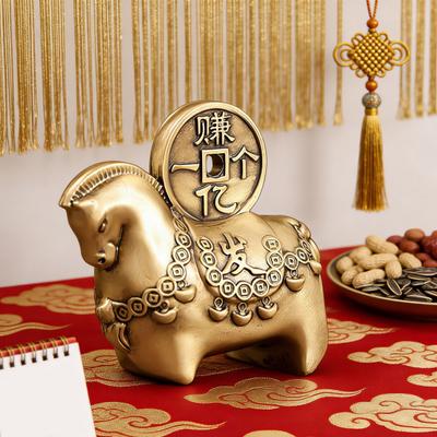 Kleine Messing-Pferdestatue Chinesisches Tierkreiszeichen Pferd Figur 2026 Jahr des Pferdes Tischmaskottchen Ornament Feng