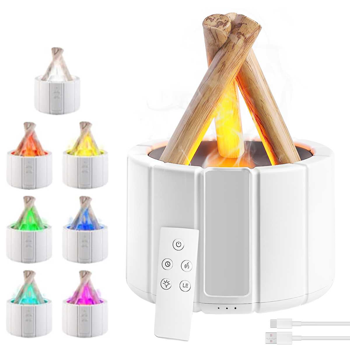 

Аромадиффузор с деревянной палочкой-пультом, белым шумом, функцией увлажнения воздуха с подогревом и 7-цветной светодиодной подсветкой. белый