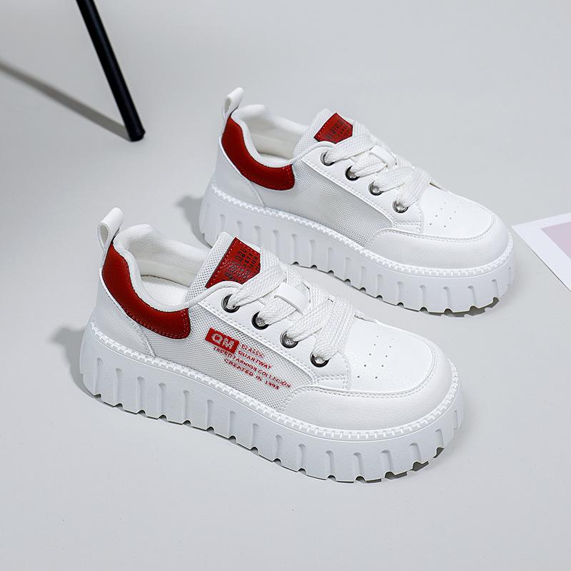 

Жіноче літнє повсякденне взуття Нековзаюча модна шнурівка на масивній платформі Кросівки на сітці, дихаючі прогулянкові кросівки, спортивні кросівки з штучної шкіри, жіночі 39 червоний