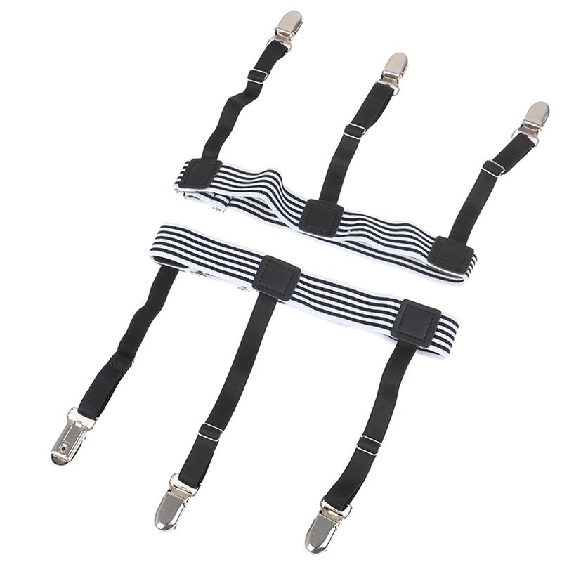 2Pcs Mens Elastic Adjustable Shirt Stays Garters Leg Suspenders Holders Shirt