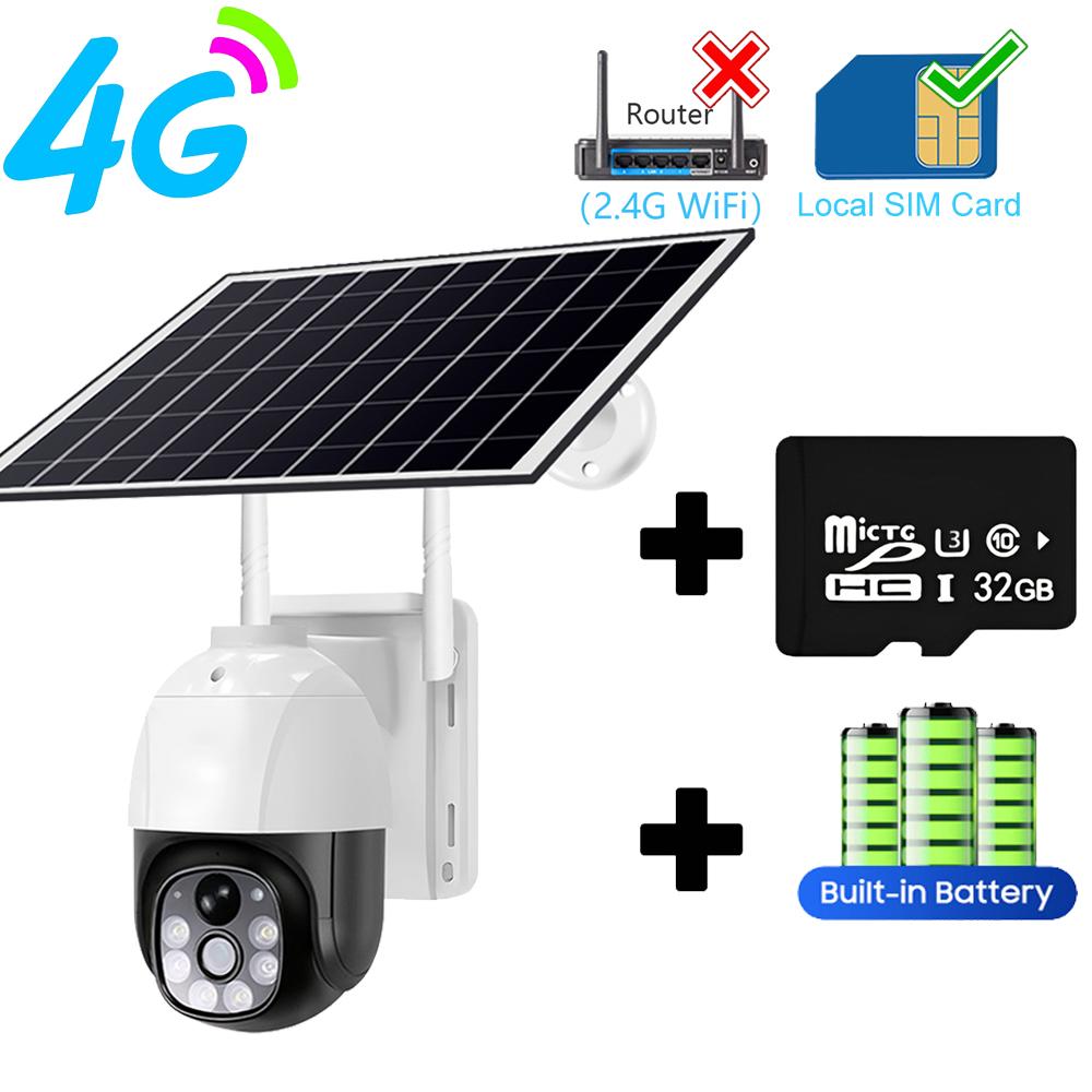 PIR Smart Pedestrian Detection Solar Camera 4G Monitoring Night Vision Full Color HD WIFI Low Power Consumption
