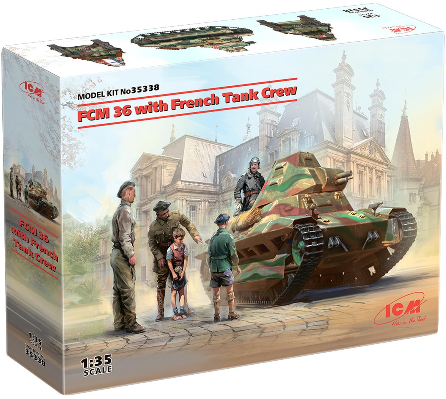 

French Army FCM36 Light Tank with Crew Plastic Model Kit 35338 1/35