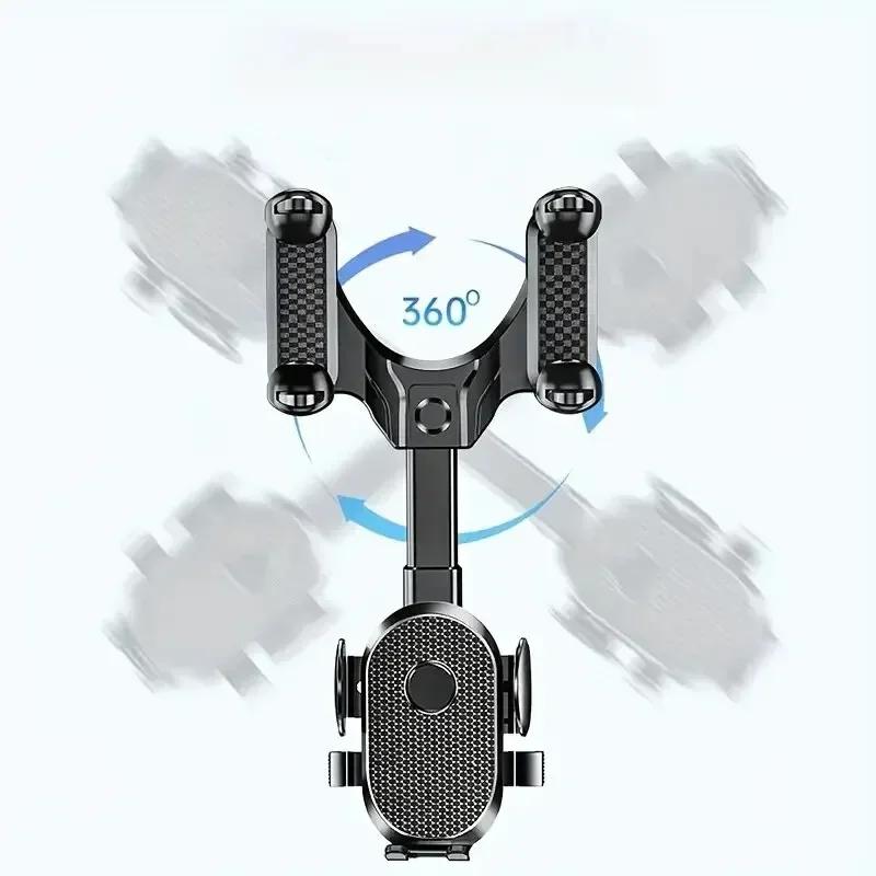 360 Rotating Car Phone Holder Rearview Mirror Mount Car Phone Bracket Navigation GPS Stand Foldable Mobile Cell Support In Car