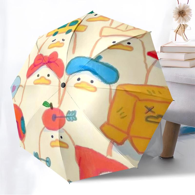 1pc Duck Pattern Automatic Folding Umbrella - Compact 8-Rib Design,Perfect Gift for Friends & Family yy250926045