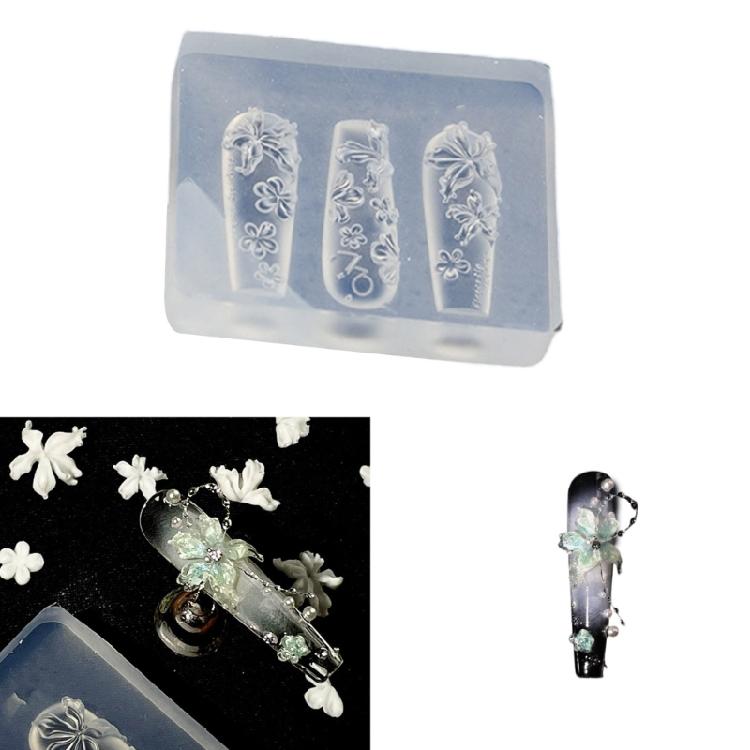 Multipurpose Nail Art Template Tool Stylish Silicone Nail Art Molds Embossing Carving Templates for Nail Enthusiasts