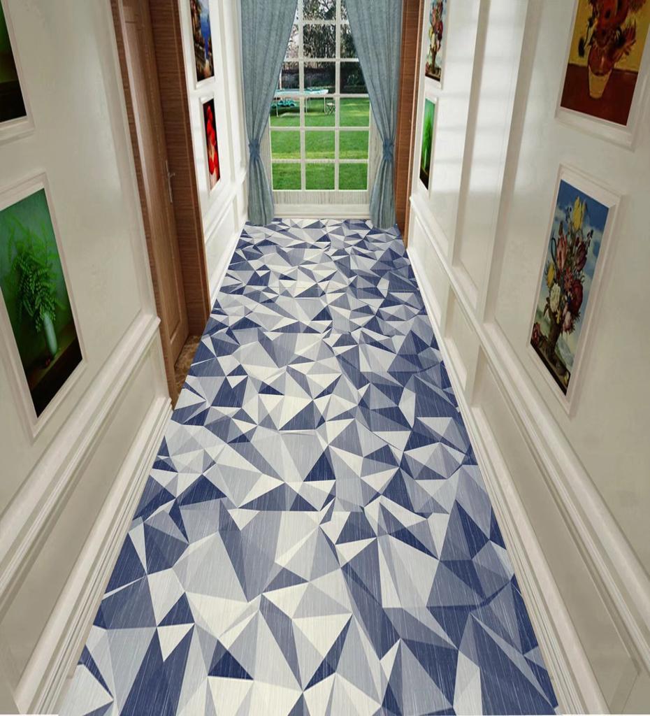 Nordischer geometrischer langer Flurteppich, leichter Luxus, Läuferteppich für Zuhause und Hotel, kann individuell angepasst werden, Treppenmatte für die Villa, rutschfester Flurteppich
