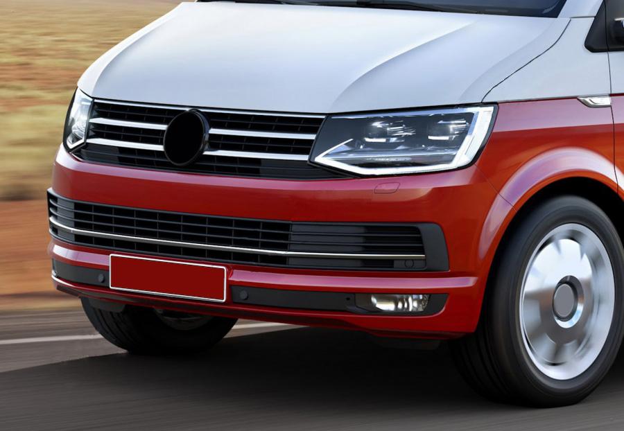 

Накладки на решітку бампера2015-2019 (3 шт, нерж) для Volkswagen T6