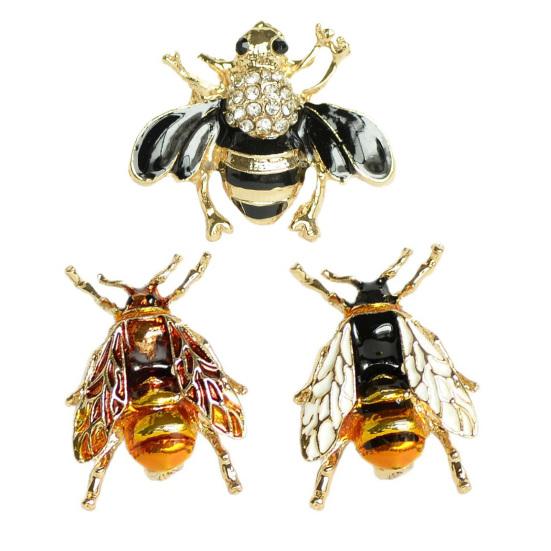Brooch Pin Small Bee Shape Decorative Brooch with Enamel Finish Anti-Exposure Buckle Scarves Badge Party Accessory