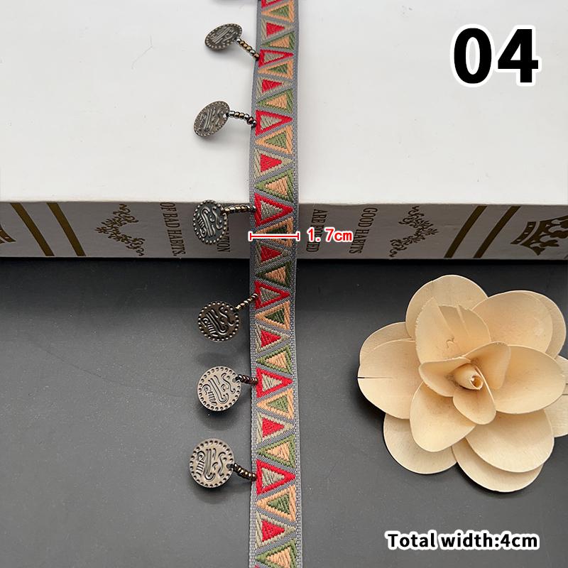 Woven Jacquard Ribbon Lace Tassel Fringe Geometric Figure Pattern for Clothing Straps Accessory Cloth Supplies Diy Sewing 1Yard