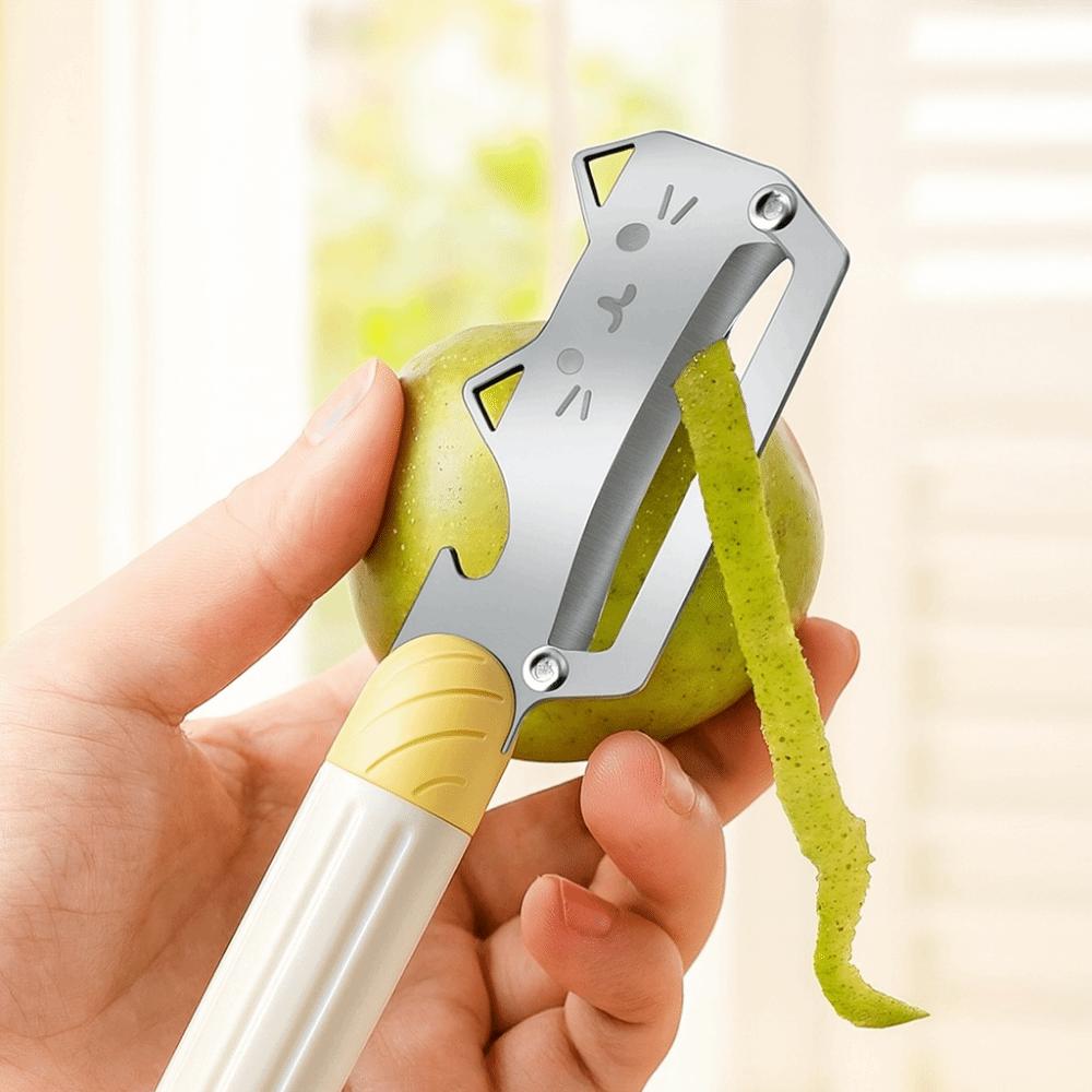 PP Non-Slip Handle Stainless Steel Peeler Durable Cartoon Vegetable Peeler Cat Pattern Hangable Kitchen Peeler Kitchen Use