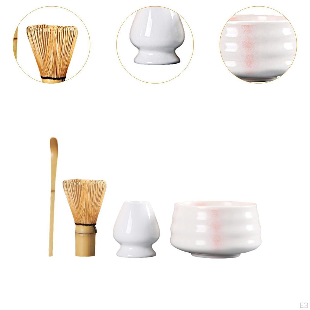 4 Pack Matcha Whisk Set, Complete Bowl Tea Making Tool Ceramic Kits,