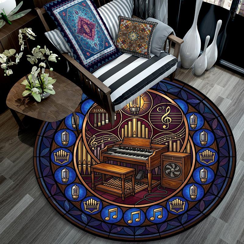 Harmonious Musical Harmony Round Area Rug Under Office Chairs Bedroom Living Room Home Decor