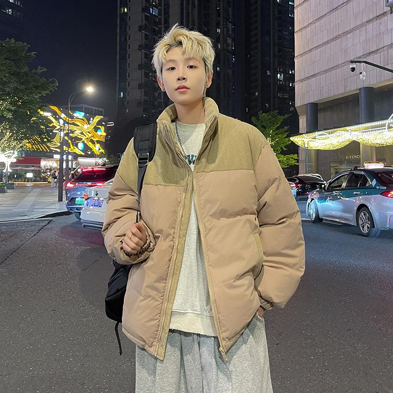 Мужская зимняя свободная повседневная хлопковая куртка с воротником-стойкой для пар — фото 3