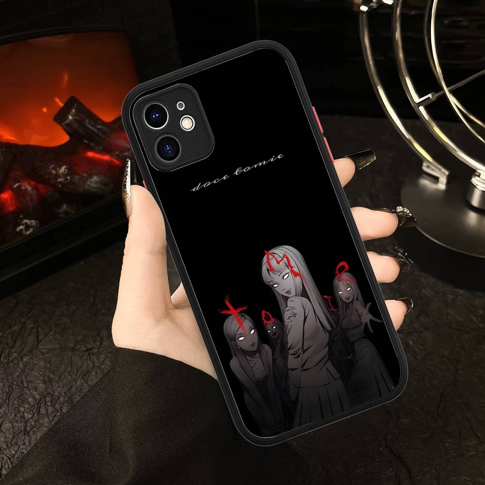 Junji Itos Tomies Phone Case For IPhone 16 15 14 13 12 11 Pro Max Plus X XS MAX Black Matte Phone Fundas
