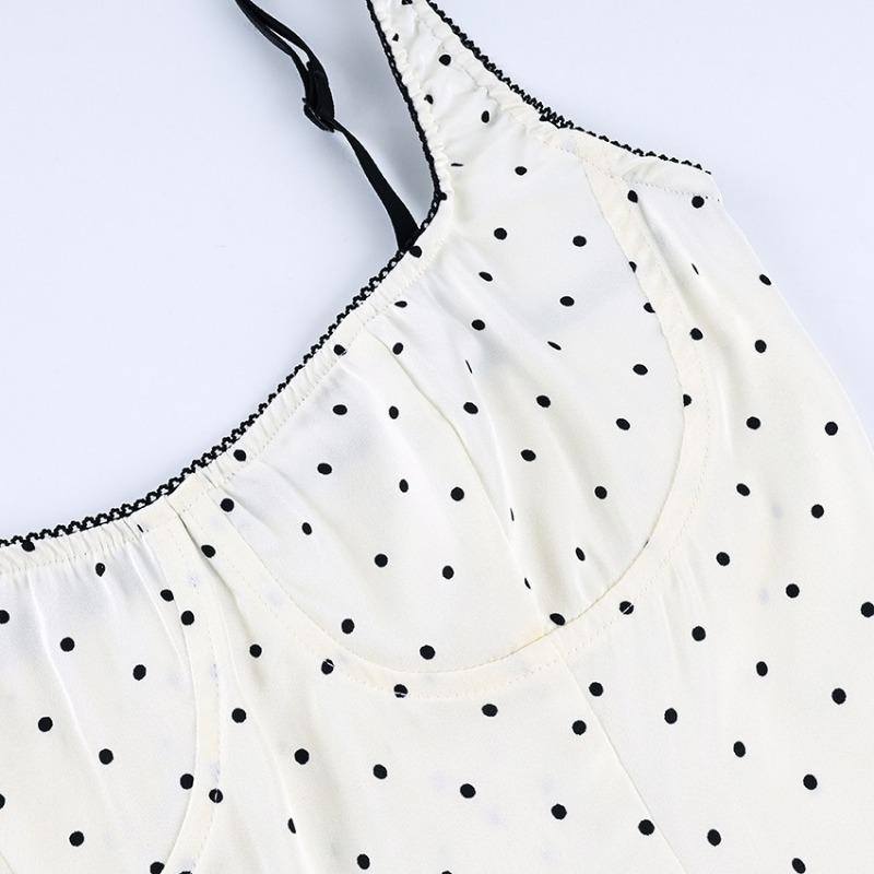Women Fashion Commuter Polka Dot Slim Spaghetti Strap Camisole Tank Top