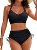 European American High-Waisted Two-Piece Bikini Set: Women's Sexy Drawstring Swimwear