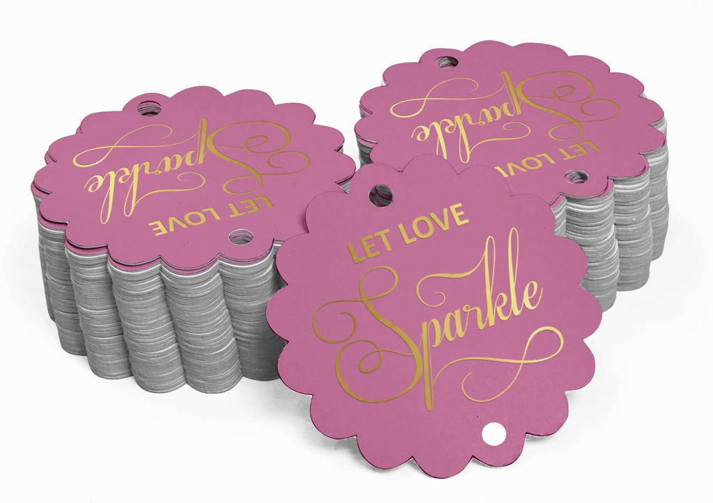 Inkdotpot 100 Pack Let Love Sparkle Wedding Favor Paper Tags Craft Real Gold Foil Hang