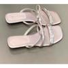 Summer New Style Women Crystal Butterfly-knot Slippers Concise Beach Slide Ladies Thick Heel Dress Sandals Zapatos Mujer