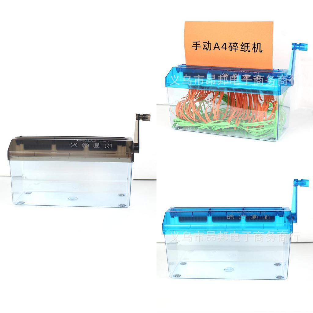 Déchiqueteuse de bureau compacte à coupe droite, manuelle, petite, pour format A4, à manivelle