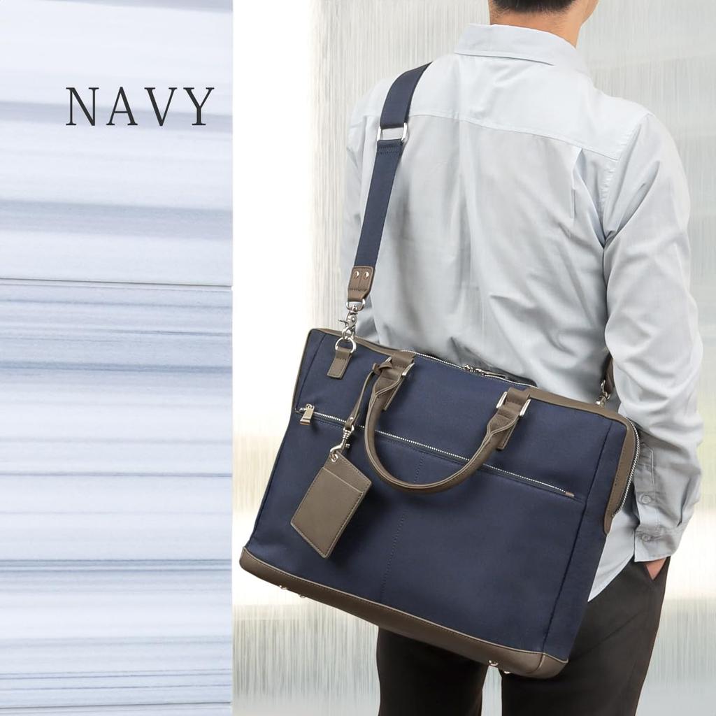 Business-Melange A4 mit Schultergurt [Zario] Herren-Tasche, Nylon, kompatibel, freistehend, 2-Wege, [ZA-2868] (Marine)