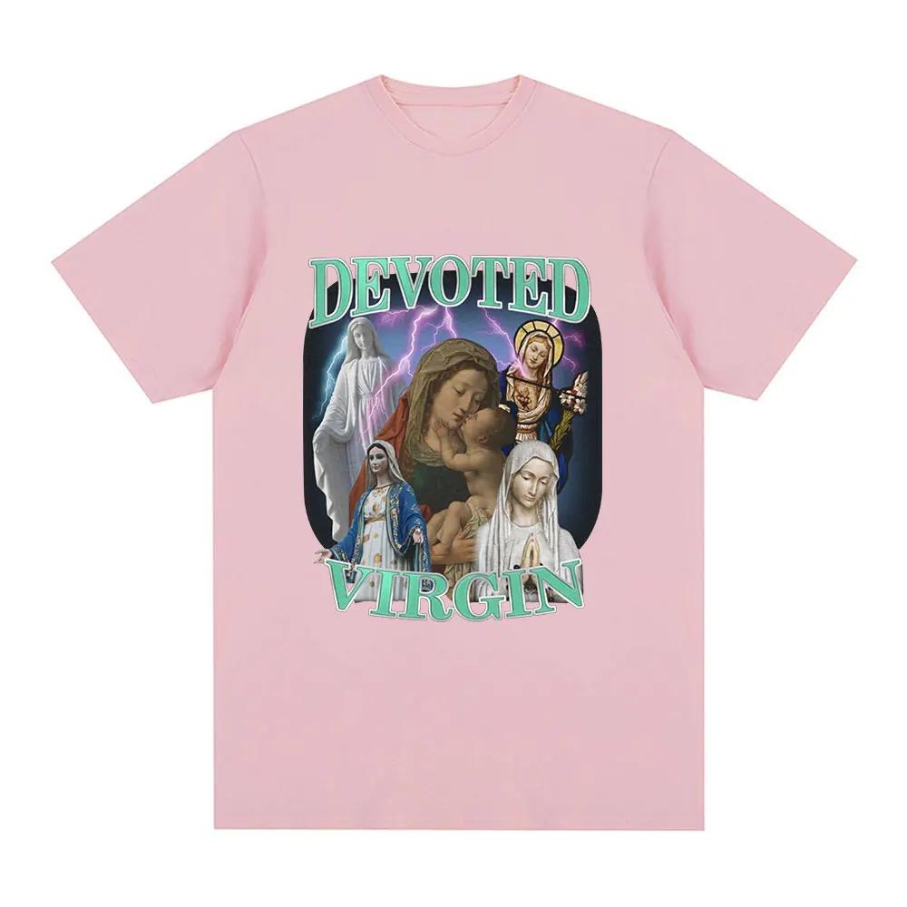 Devoted Virgin Meme Grafik T-Shirt Herren Mode Vintage Kurzarm T-Shirts Lässig T-Shirt Oberteile Unisex