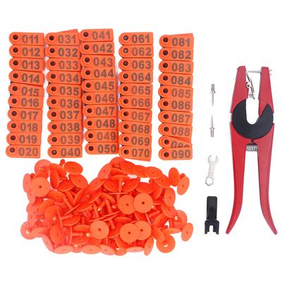 100 set di kit di tag auricolari per bestiame, numero di tag auricolari per animali con applicatore per bovini, cavalli, maiali, pecore