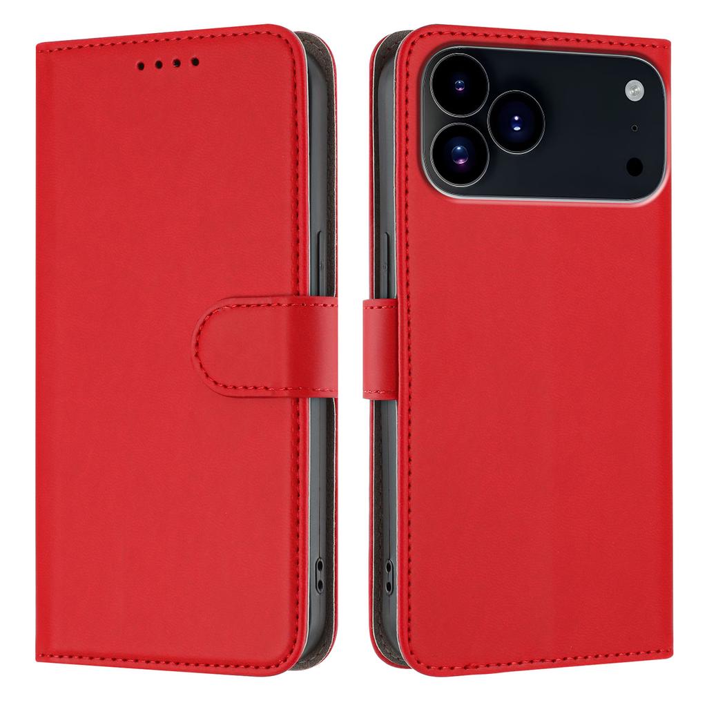 For iPhone 17 Pro Leather Case Solid Color Phone Cover with Wallet