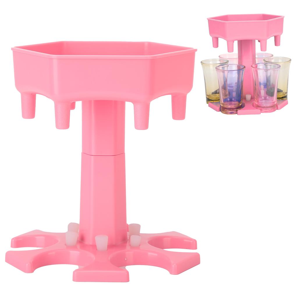 6 Shot Glass Dispenser Holder Bar Wine Whisky Beer Dispenser Rack Accessories Party Games Drinking ToolsPink