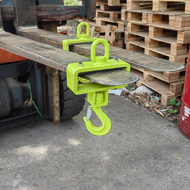 Forklift-Specific Anti-Slip Lifting Hook with Rotating Bearing Jib Attachment