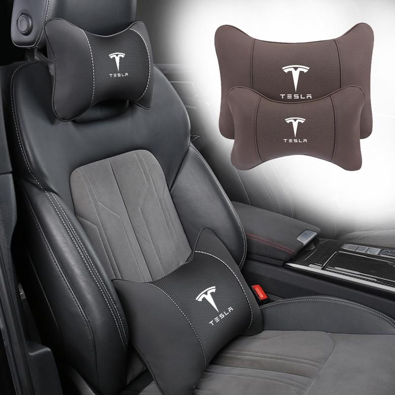 1Pcs Car Interior Headrest Seat Head Support Neck Pillow For Tesla Model 3 Y S X SpaceX Cybertruck Juguete Roadster Coil Bonina
