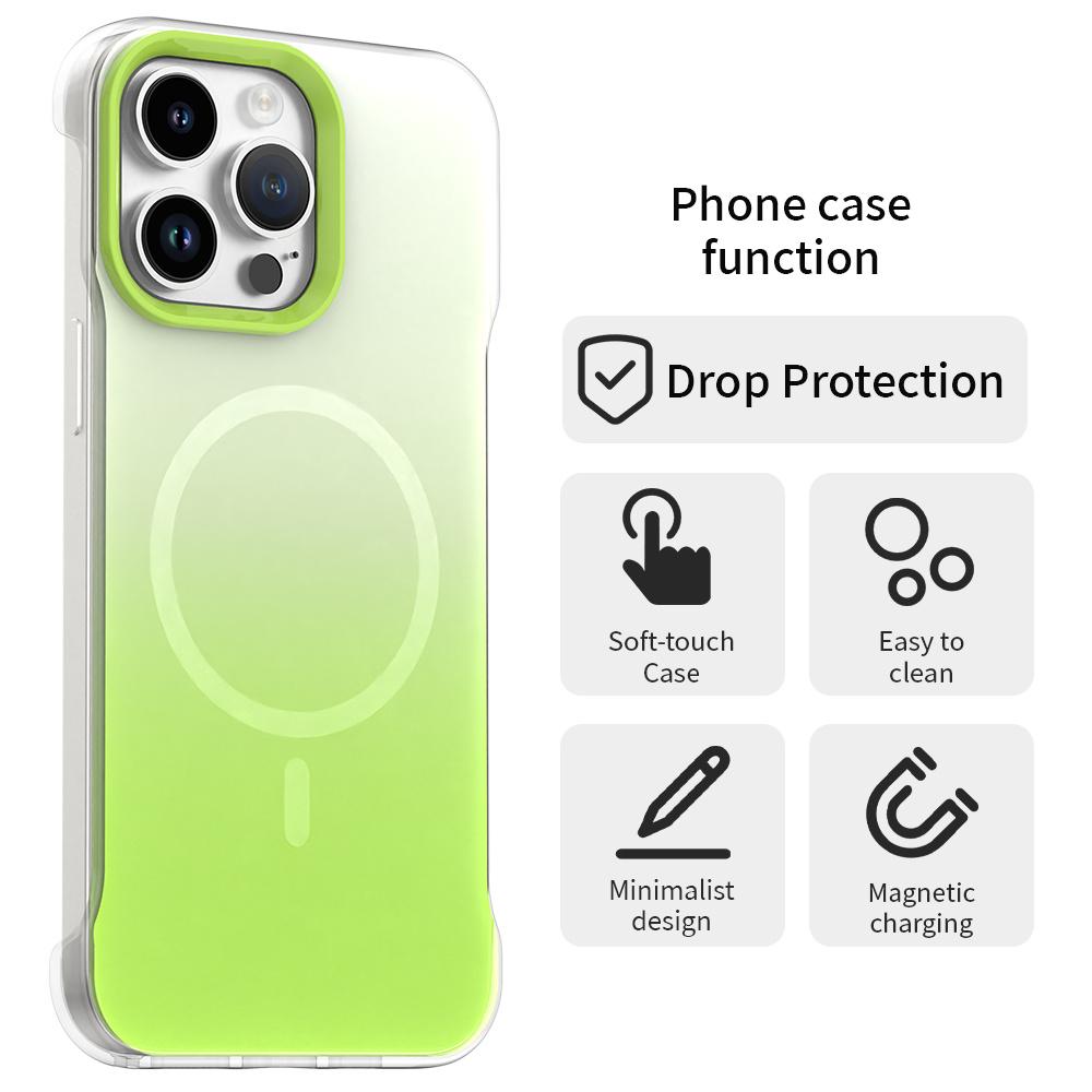 For iPhone 14 Pro Max Magnetic Case Gradient Design Borderless IMD TPU+PC+PET Phone Cover