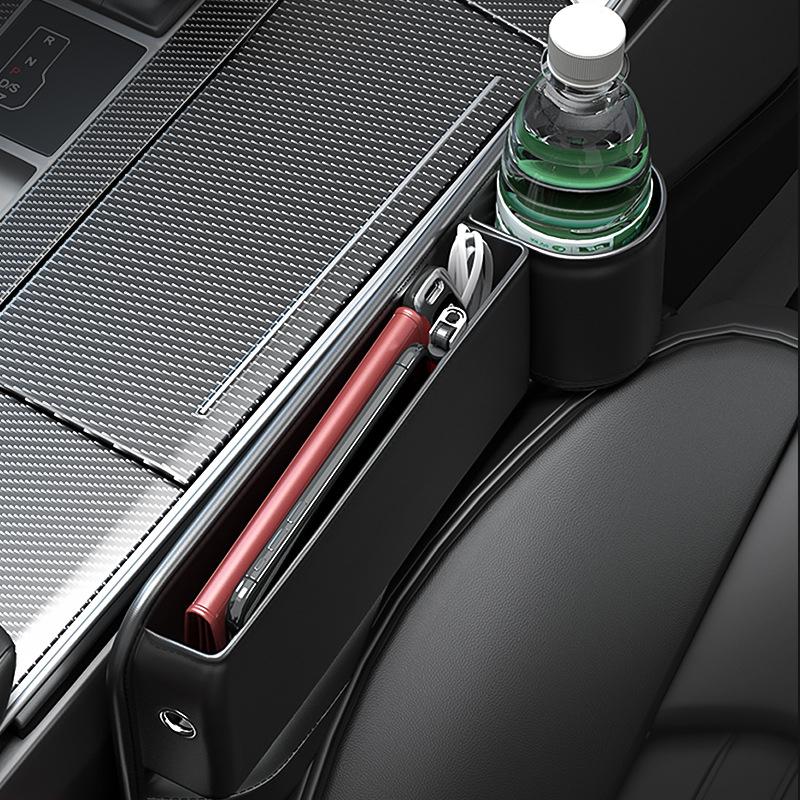 2Pcs Balck Multifunction Seat Gap Storage Bag Organizer Box W/Phone Cup Holder
