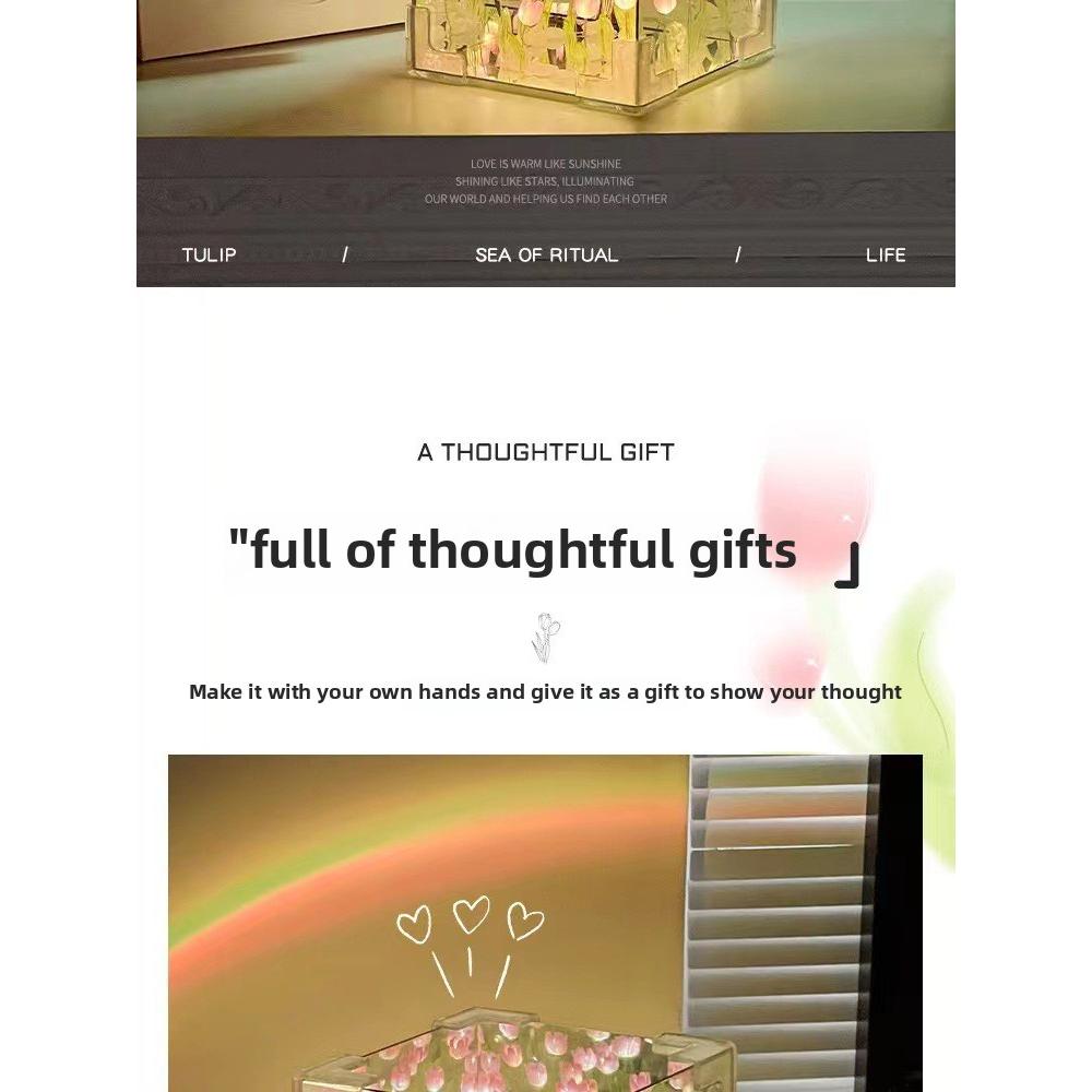 Tulip Night Light Girl Gift for Girlfriend DIY Material Handmade Flower Sea