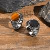 Mens Punk Round Gemstone Rings,Stainless Steel Scales Tiger Eye Ring Signet Ring,Stylish Hiphop Jewelry Gift for Him Boys
