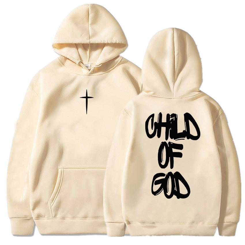 Kind Gottes Jesus Glaube Christlich Hoodies Winter Warm Fleece Kapuzenpullover Buchstaben Grafikdruck Pullover Streetwear L