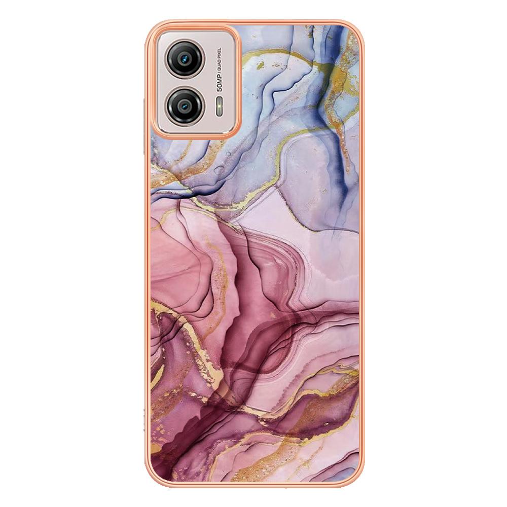 

YB IMD Series-16 Style E Phone Case For Motorola Moto G53 5G/G23 4G/G13 4G IMD Marble Pattern 2.0mm TPU Cover Purple