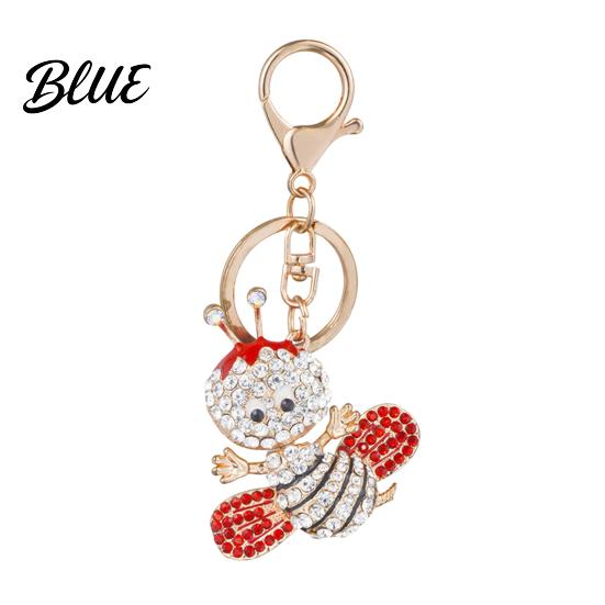 Wear-resistant Keychain Sparkling Rhinestone Bee Cute Animal Key Ring Bag