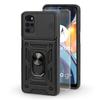 Motorola Moto G22/E32/E32s Case, Armored Slide Ring, Black + 9H Glass