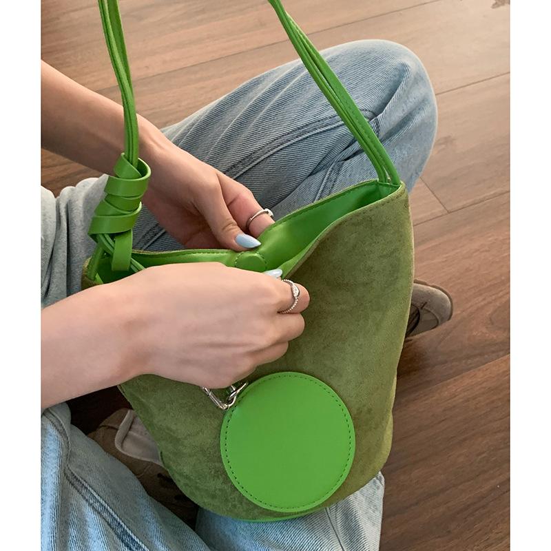 High-end Underarm Bag, Large-capacity Suede Bucket Bag, Simple Single-shoulder Bag