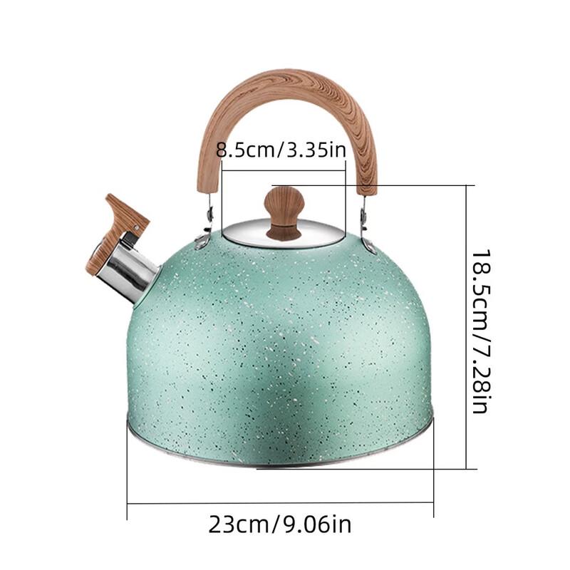 

Vintage Whistling Tea Kettle with Wooden Handle