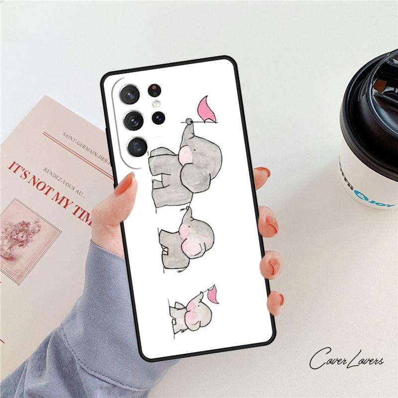 Cute Baby Elephant phone case For Samsung Galaxy S24 S25 S23 S22 Ultra Note 10 20 Plus S20 S21 FE Cover