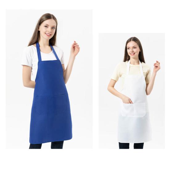 Kitchen Apron Wrinkle Resistant Adjustable Straps Back Lace Apron with Large Front Pocket Cooking BBQ Waiter Chef Aprons for Home Restaurant Cafe Use