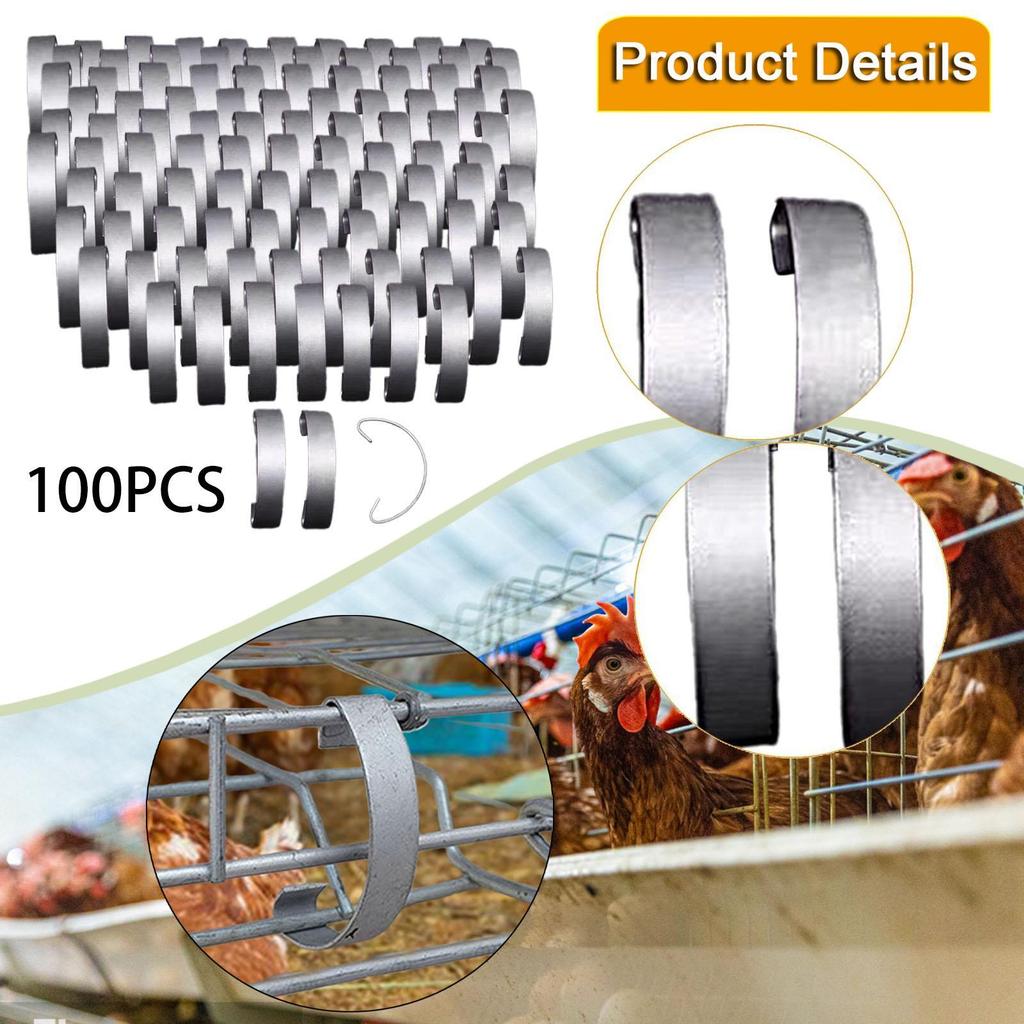 100Pcs Steel Cage Door Hooks Hanging Hooks Practical Fasteners Heavy Duty Accessories for Chicken Coop Doors for Pigeon Cages