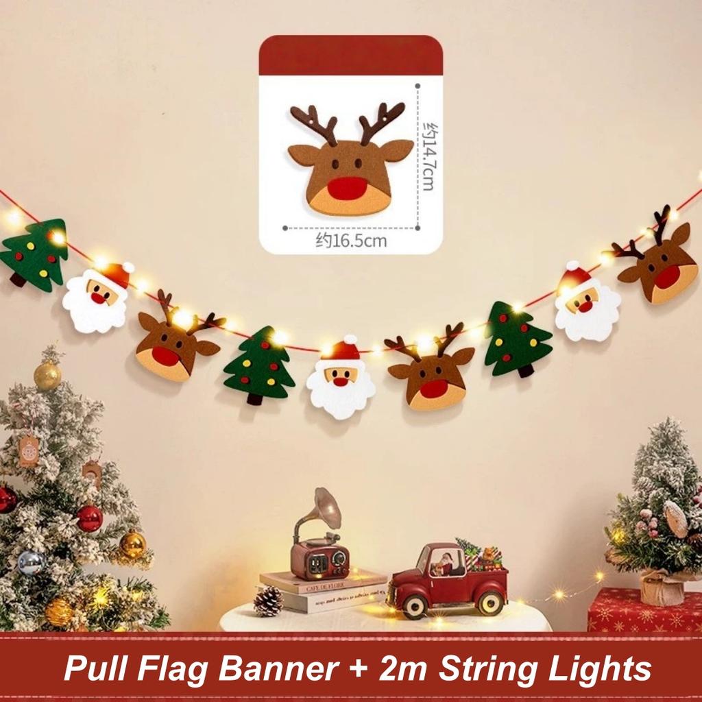 Holiday Hanging Decor Handmade Light String Decoration Christmas Banner Festive Merry Christmas Decoration For Home Fireplace