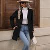 Abrigo de Lana Mezclada con Solapa de Muesca para Mujer, Gabardina Elegante con Cinturón de Cintura Ajustada y Forro Térmico, Sobretodo Chic de Oficina Elegante para el Trayecto Diario con Bolsillos