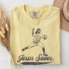 Jesus Saves Baseball Graphic Tee, Vintage Christian Comfort Colors Shirt
